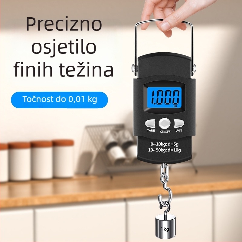 Elektronska džepna vaga s mjernom ljestvicom, prijenosna digitalna vaga za mjerenje ribolovačke opreme, prtljage i namirnica