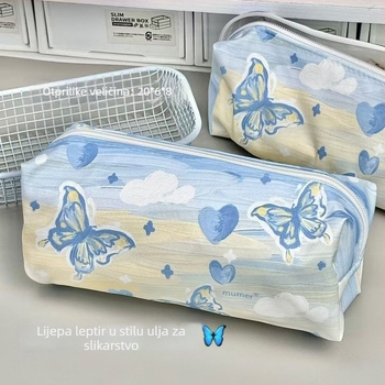 Torbica za olovke za učenike s motivom uljane slike, Minnie branda, poliester, univerzalni, korejski stil