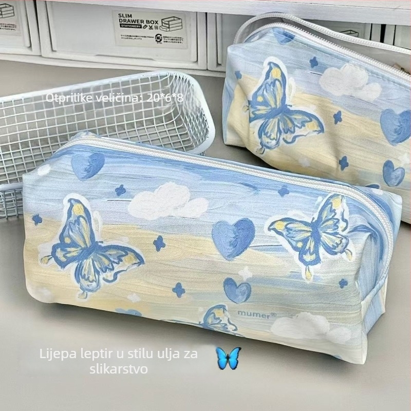 Torbica za olovke za učenike s motivom uljane slike, Minnie branda, poliester, univerzalni, korejski stil