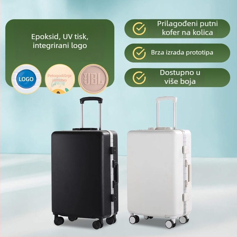 Kofer s aluminijskim okvirom, ABS+PC kućište, TSA kombinacijsko zaključavanje, 3 kg, univerzalni kotači