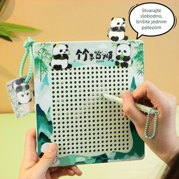 Privjesak za ključeve s pandom u kineskom stilu, magnetska ploča za crtanje s čeličnim kuglicama, brisiva površina, privjesak za ruksak
