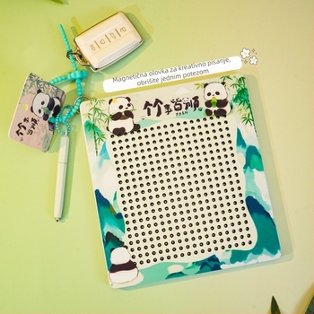 Privjesak za ključeve s pandom u kineskom stilu, magnetska ploča za crtanje s čeličnim kuglicama, brisiva površina, privjesak za ruksak