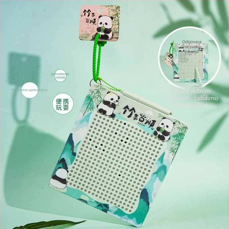 Privjesak za ključeve s pandom u kineskom stilu, magnetska ploča za crtanje s čeličnim kuglicama, brisiva površina, privjesak za ruksak