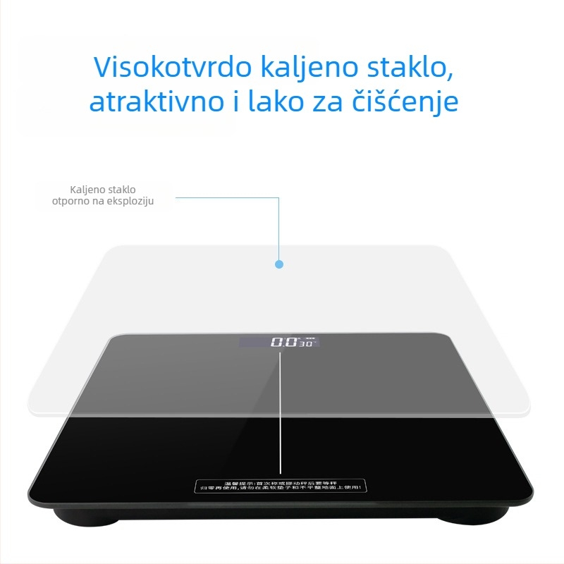 Višenamjenska kućna digitalna vaga sa staklenom pločom, mjerenje do 180 kg
