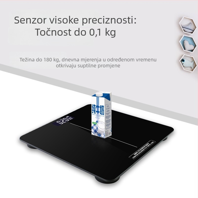 Višenamjenska kućna digitalna vaga sa staklenom pločom, mjerenje do 180 kg
