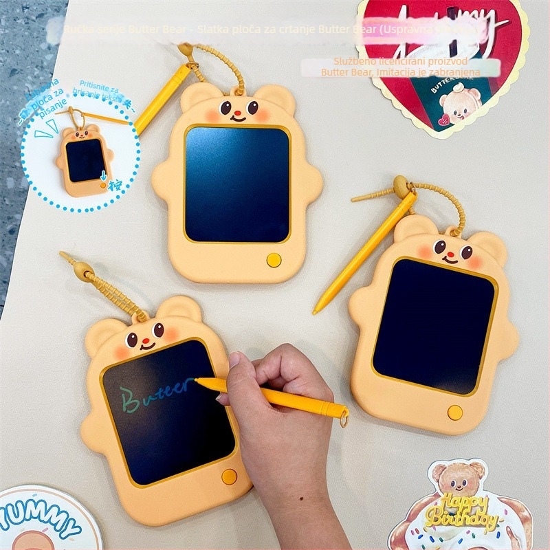 Butter Bear karikatura grafiti ploča za crtanje, privjesak za ključeve, plastična, prenosna