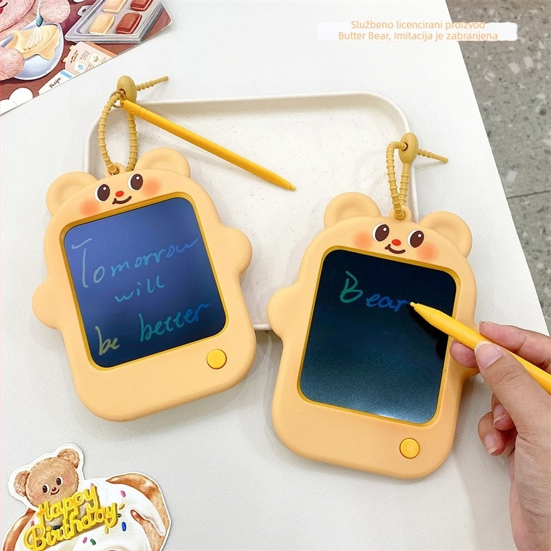 Butter Bear karikatura grafiti ploča za crtanje, privjesak za ključeve, plastična, prenosna