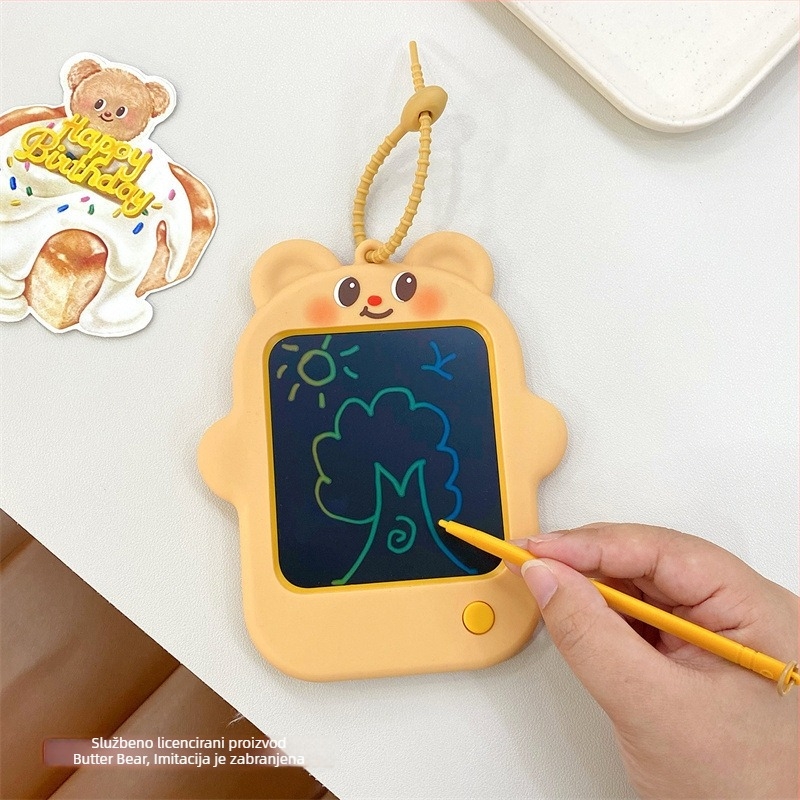Butter Bear karikatura grafiti ploča za crtanje, privjesak za ključeve, plastična, prenosna