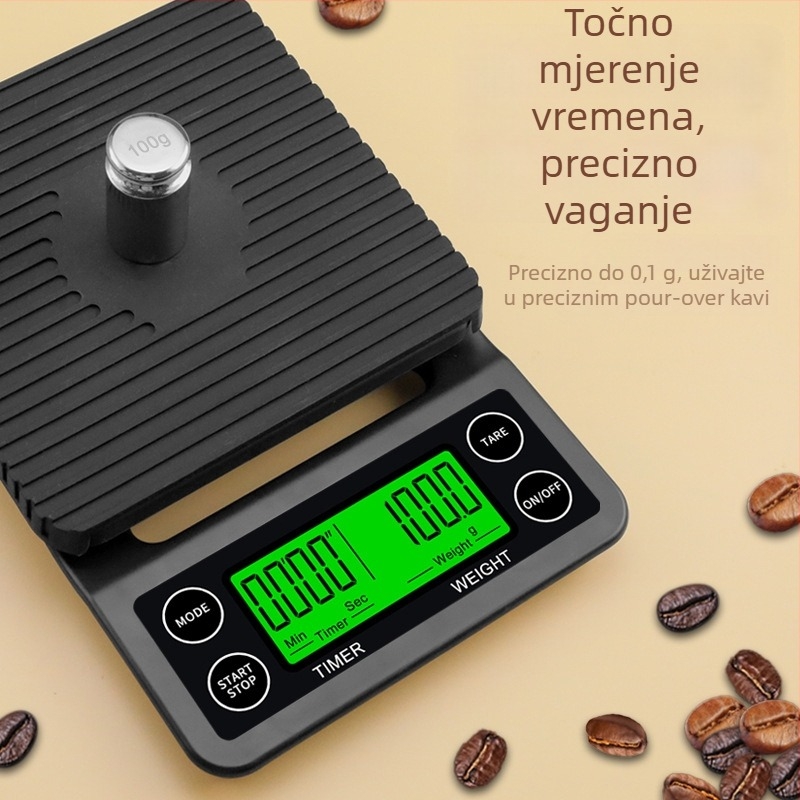 Changxie C07 Elektronička kuhinjska vaga za kavu, preciznost 0,1 g, kapacitet do 5 kg, tajmer, HD zaslon