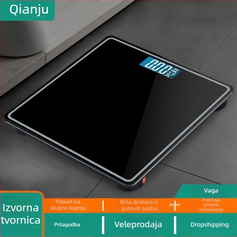 Punjiva digitalna vaga zdravlja s mjerenjem visine i tjelesne masnoće, USB pametna vaga, visoka preciznost