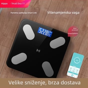 Vaga za tjelesnu težinu i masnoću, kapacitet 180 kg, USB punjenje / AAA baterija, ploča od kaljenog stakla