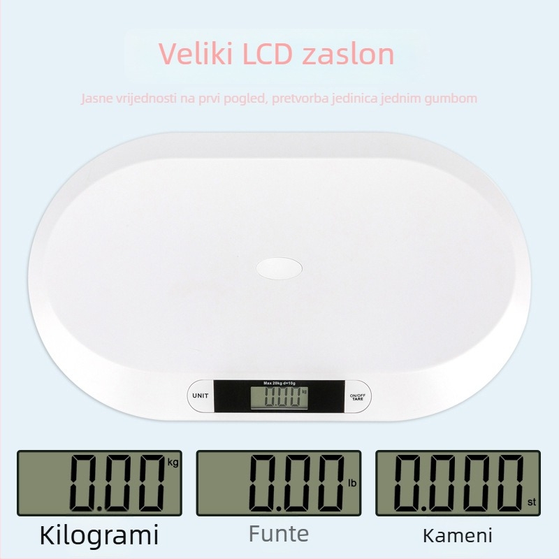 CHANGXIE B1 Kompaktna kućna elektronska vaga, prijenosna, raspon 10 g–20 kg, preciznost u gramima, dimenzije 56×32×2,8 cm