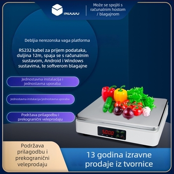 Inteligentna elektronička vaga 15 kg za trgovine voća i delikatesa, visoko precizna vaga s digitalnim zaslonom i nehrđajućim čeličnim panelom