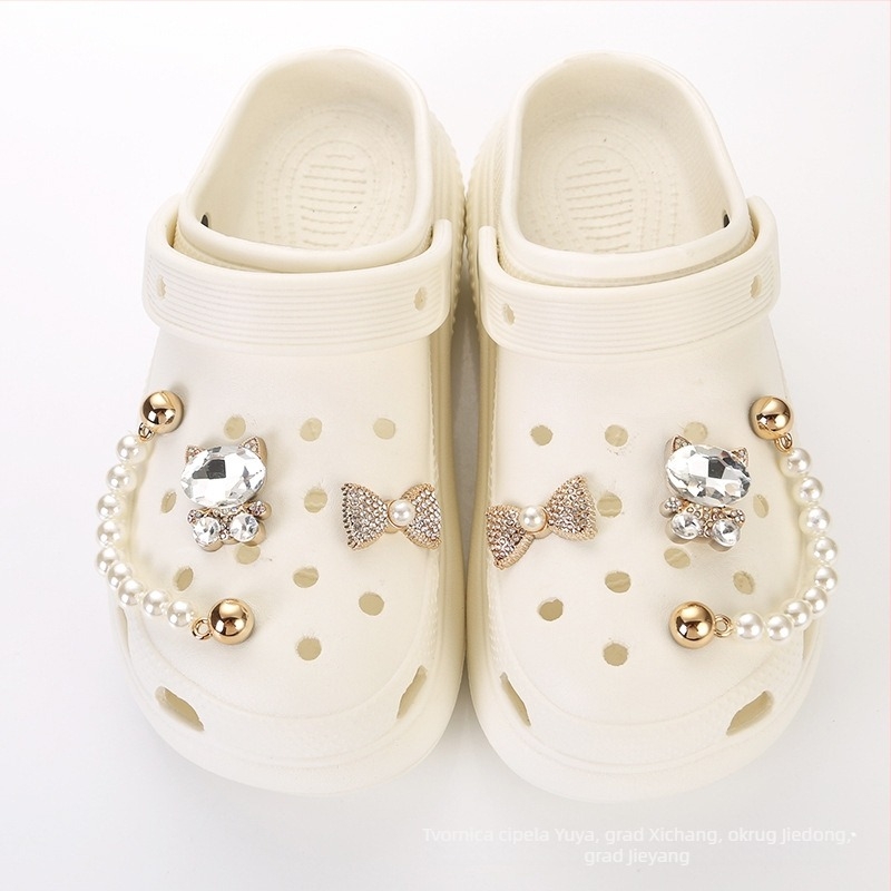 Lf-0154 Dodatak za sandale s bisernim lancem i metalnom teksturom – kompatibilan sa sandalama, platnenim cipelama i papučama; ljeto, proljeće, jesen; sladak akademski stil