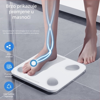 Vaga za tjelesni postotak masnoće s Bluetoothom, pametna digitalna vaga za mjerenje težine, masnoće i vlage, kapacitet 180 kg