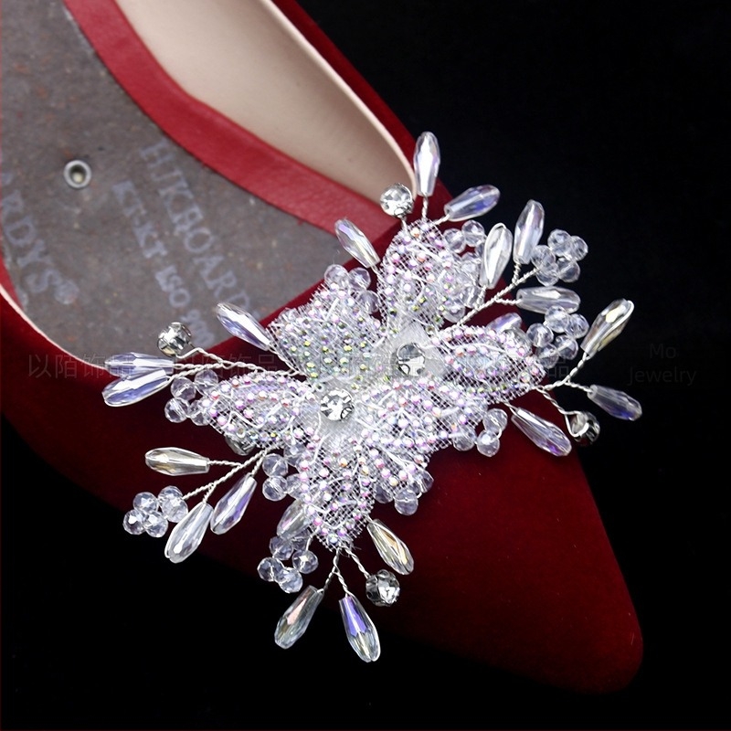 Dodaci za svadbene cipele: model s dva leptira, kristalna cvjetna mašna, ukras na vrhu prsta, za sve sezone