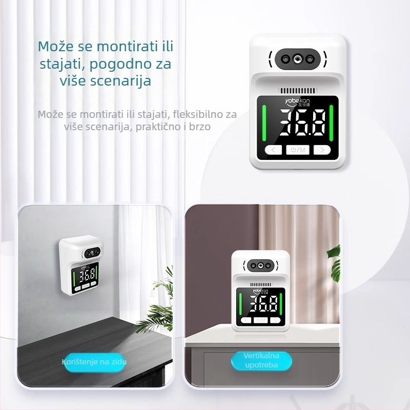 Youbeikang Infracrveni zidni termometar s automatskim mjerenjem, bezkontaktni, inteligentno glasovno sučelje, punjivi termometar