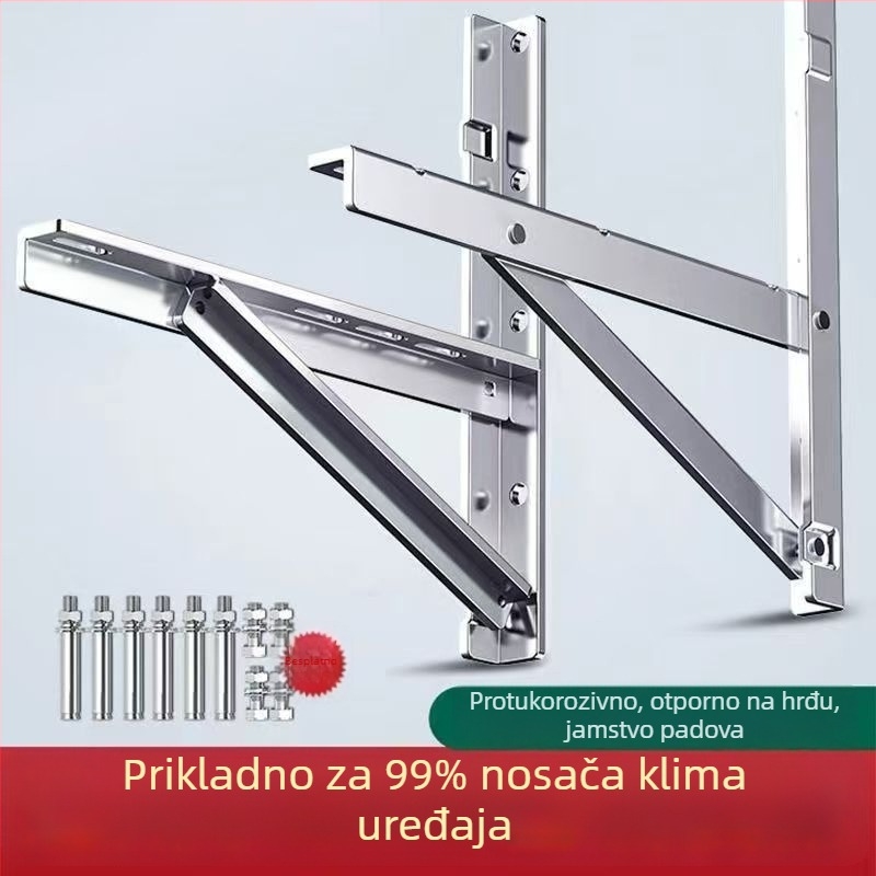 Držač za klima uređaj od nehrđajućeg čelika za vanjsku montažu na zid, polirana površina, moderni minimalistički stil