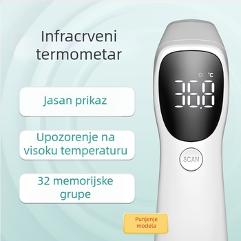 Infracrveni termometar za čelo i uho, dvostruka upotreba, LED zaslon, punjiva Li‑ion baterija 3,7 V, model Aet-r842, težina 73 g