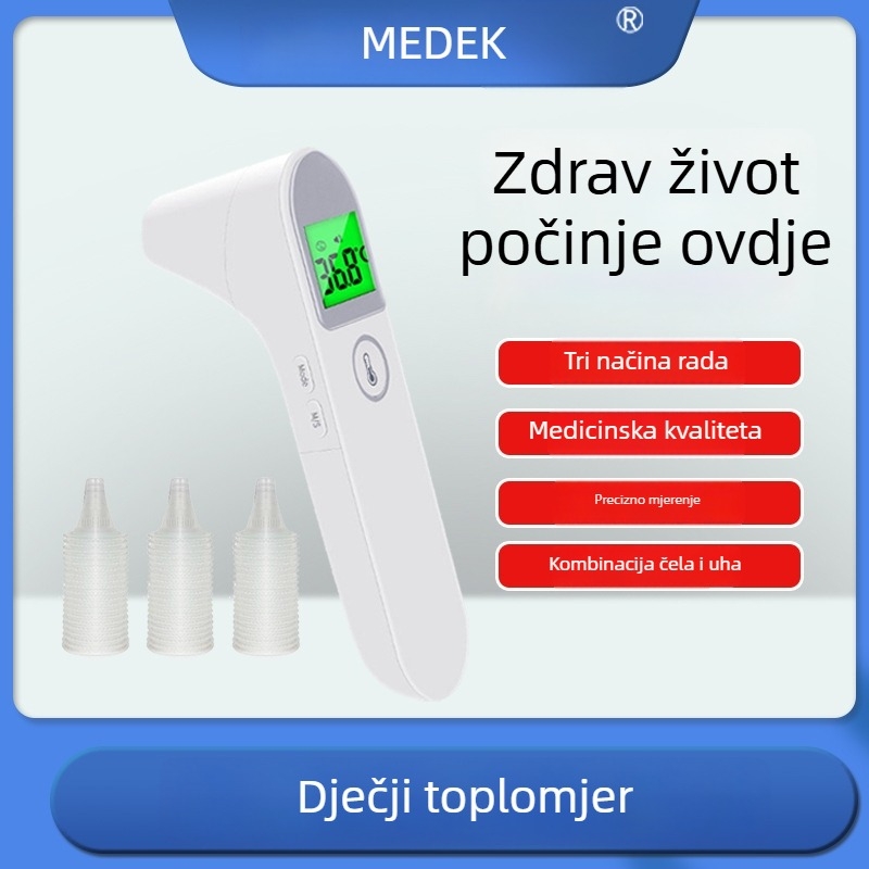 Maitai MDI231 infracrveni termometar za čelo i uho, ručni medicinski elektronički termometar, baterije 2 x 1.5 V, težina 130 g