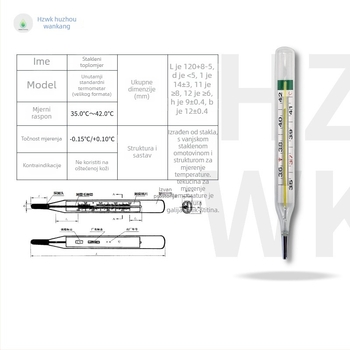Li Zhen medicinski stakleni termometar bez živine za kućnu upotrebu, s većom skalom i većom točnošću, 10 g, bez baterije