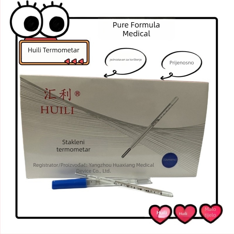Huili stakleni toplomjer za pazuh i usta s unutarnjom skalom