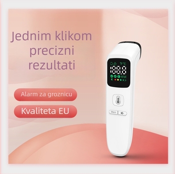 Infracrveni termometar za čelo s LED zaslonom, medicinski rang FC-IR202LED, Gold diagnosis; baterija 2×AAA; mjeri temperaturu čela, tijela i objekta