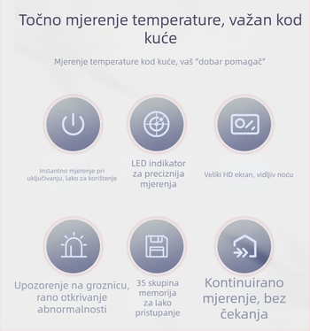 Infracrveni termometar za čelo s LED zaslonom, medicinski rang FC-IR202LED, Gold diagnosis; baterija 2×AAA; mjeri temperaturu čela, tijela i objekta