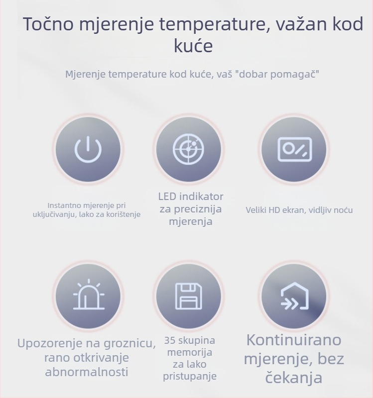 Infracrveni termometar za čelo s LED zaslonom, medicinski rang FC-IR202LED, Gold diagnosis; baterija 2×AAA; mjeri temperaturu čela, tijela i objekta