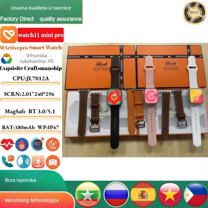 Microwear W11Minipro AMOLED pametni sat sa silikonskim sportskim remenom, Bluetooth i NFC, mjerenje srčanog ritma