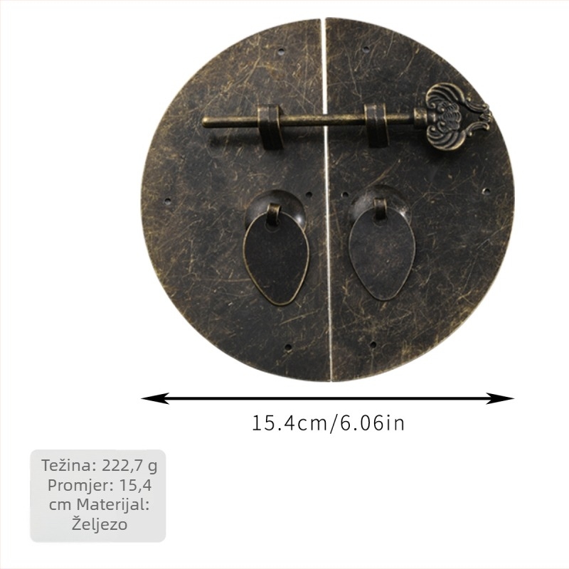 Hardver za namještaj – kružni metalni panel s bakrenim detaljima, novi kineski stil