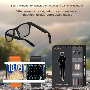 Pametni sat i pametne naočale – dvodijelni set (2,0-inčni TFT zaslon; kućište od aluminijskog legura; trajanje baterije do 7 dana; dnevna vodootpornost; kvadratni cifernik)