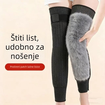 Nova debela štitnika za koljena za toplinu, za muškarce i žene, s fleece podstavom, jakim trakovima, protukliznim dizajnom, dugačak kroj za jesen i zimu