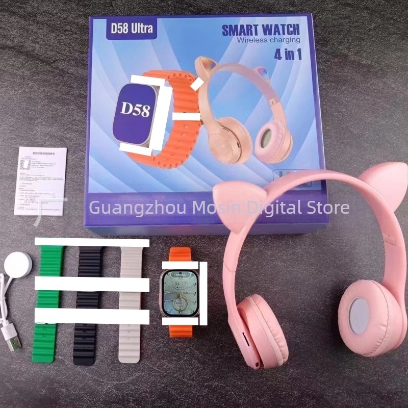 Pametan sat i set slušalica – Bluetooth pozivi, zdravstveni senzori: srčani ritam, krvni tlak, kisik u krvi, praćenje sna, vodootporan, IPS zaslon, bežično/magnetsko punjenje
