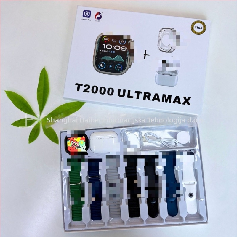Pametni sat T2000 Ultramax s Ultra3 remenom — 7+3 sportski pedometar, broj otkucaja, krvni tlak, zasićenost krvi kisikom, praćenje sna, NFC