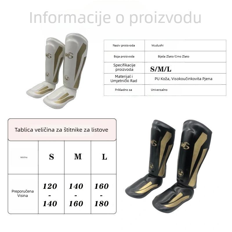 Zaštita potkoljenice za boksačke treninge – PU koža s pjenom visoke gustoće, zaštita listova, za odrasle