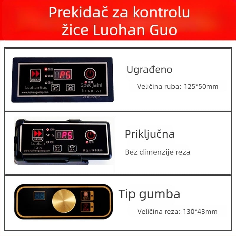 Prekidač za kontrolu indukcijske ploče - ugrađeni gumb, metalna obloga, žično upravljanje
