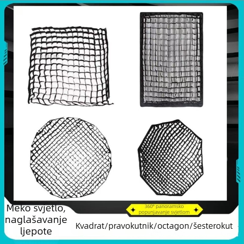 Grid za softbox za meko svjetlo — kvadratni i osmerokutni duboki grid, karbonska vlakna, za foto studijo, modeli P90l/P90h/P120l/P120h, nosivost 2–5 kg