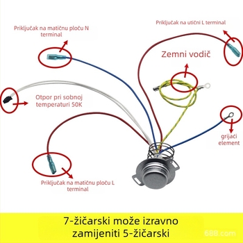 Donji senzor za Supor kuhalo za rižu – 7-vodični termostat, magnetni čelični senzor temperature CFXB30/40