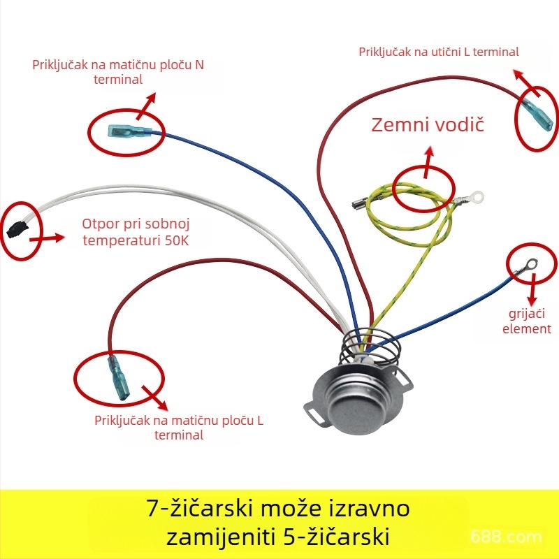 Donji senzor za Supor kuhalo za rižu – 7-vodični termostat, magnetni čelični senzor temperature CFXB30/40