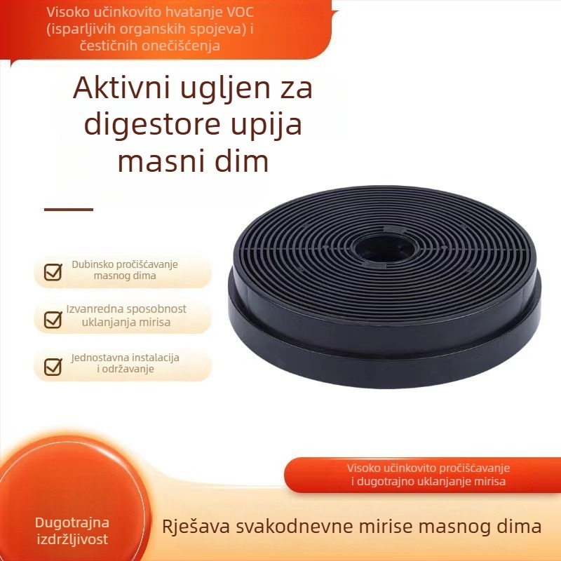 Kružni filtr s aktivnim ugljem za kuhinjsku napa, unutarnja cirkulacija, ručna ugradnja