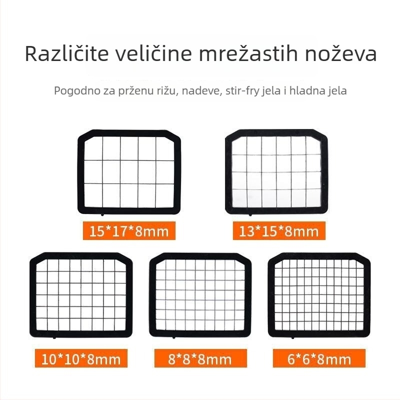 DE4119 Priključak za sjeckalicu povrća s mrežastim nožem – kockice, ploške i ribanje