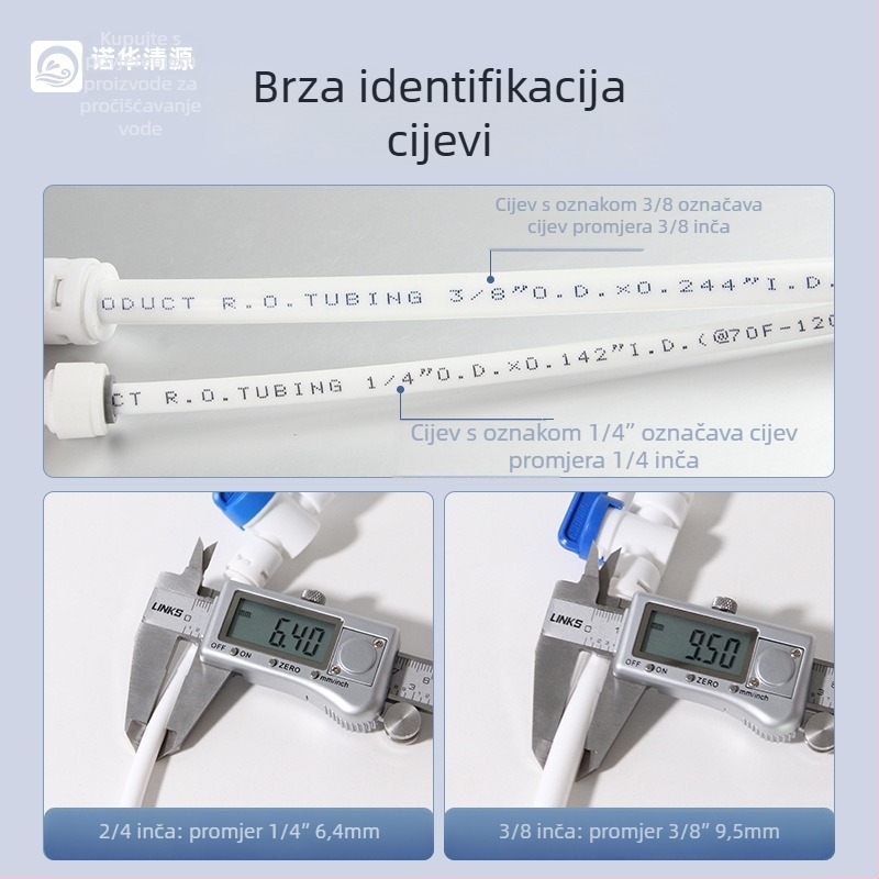 Aksesoari za pročišćivač vode, bijeli PE crijevo promjera 1/4 inča, otpornost na tlak, kvalitete hrane, 100 m rola