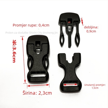 Plastična kopča s kružnim otvorom od 3 mm za 3 mm traku – dodatak za torbe, Jinshengjin, proširenje i smanjenje opterećenja