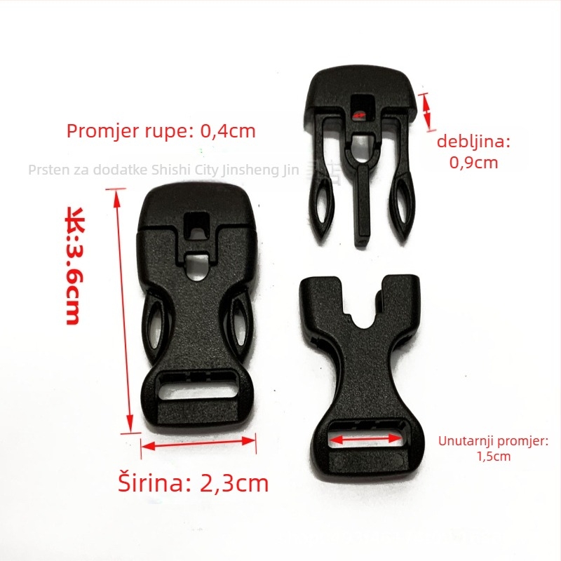 Plastična kopča s kružnim otvorom od 3 mm za 3 mm traku – dodatak za torbe, Jinshengjin, proširenje i smanjenje opterećenja