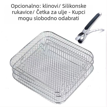 Nehrđajući čelični trostruki mrežni nosač za Ninja Foodi pećnicu – dodaci za air fryer, grill i dehidraciju, težina 430 g