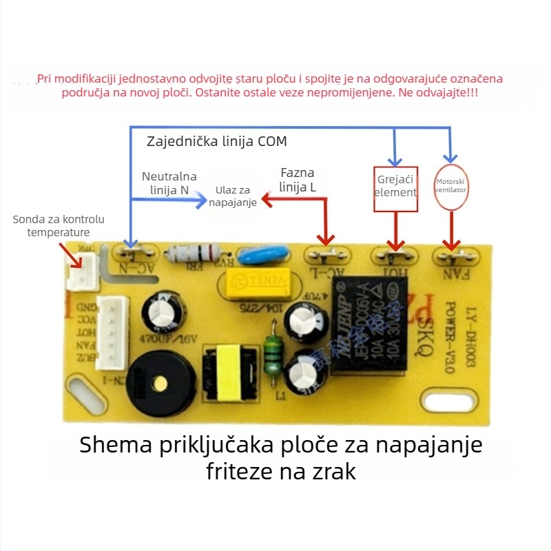 SB-202 Univerzalna pločica za popravak friteze na zrak — ploča za upravljanje i elektronički krug