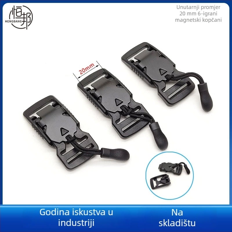 Polu-metalna magnetska kopča s brzim otpuštanjem za prtljagu – plast+čelik, elektroplatiranje, Hengbang Hardware