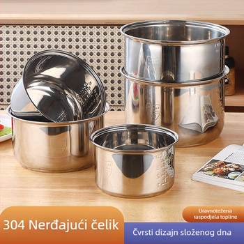 Unutarnja posuda od 304 nehrđajućeg čelika za kuhalo riže, debeli dno, s dvostrukim dnom