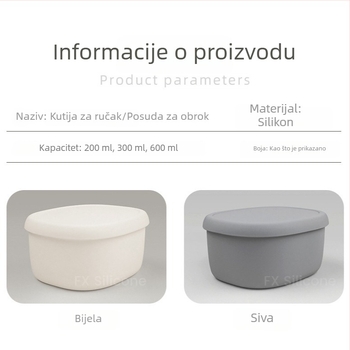 Kutija za obrok od silikonskog materijala, mikrovalno sigurna, otporna na visoke temperature, zdjelica za dječju hranu, kućno skladištenje.